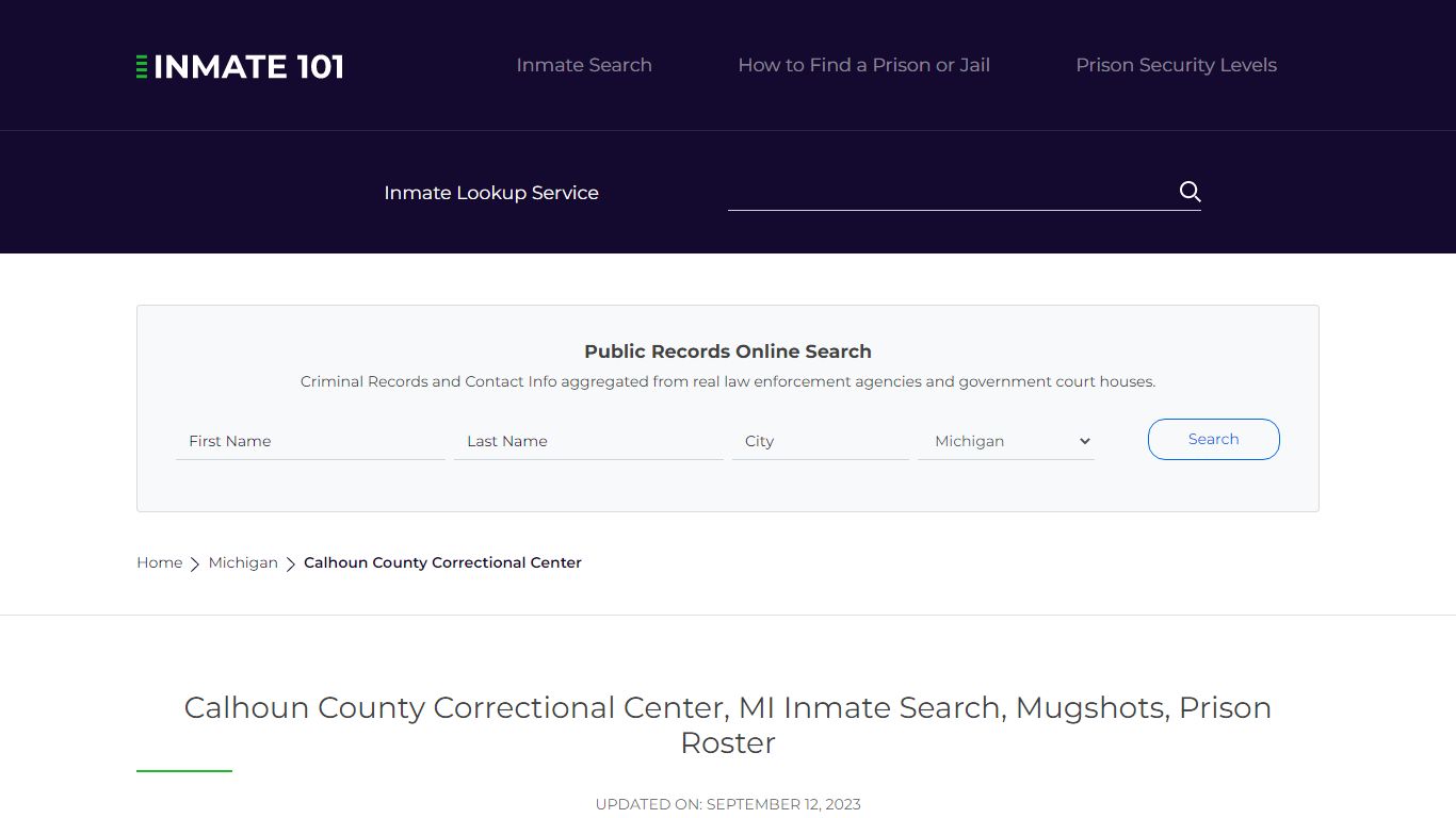 Calhoun County Correctional Center, MI Inmate Search, Mugshots, Prison ...